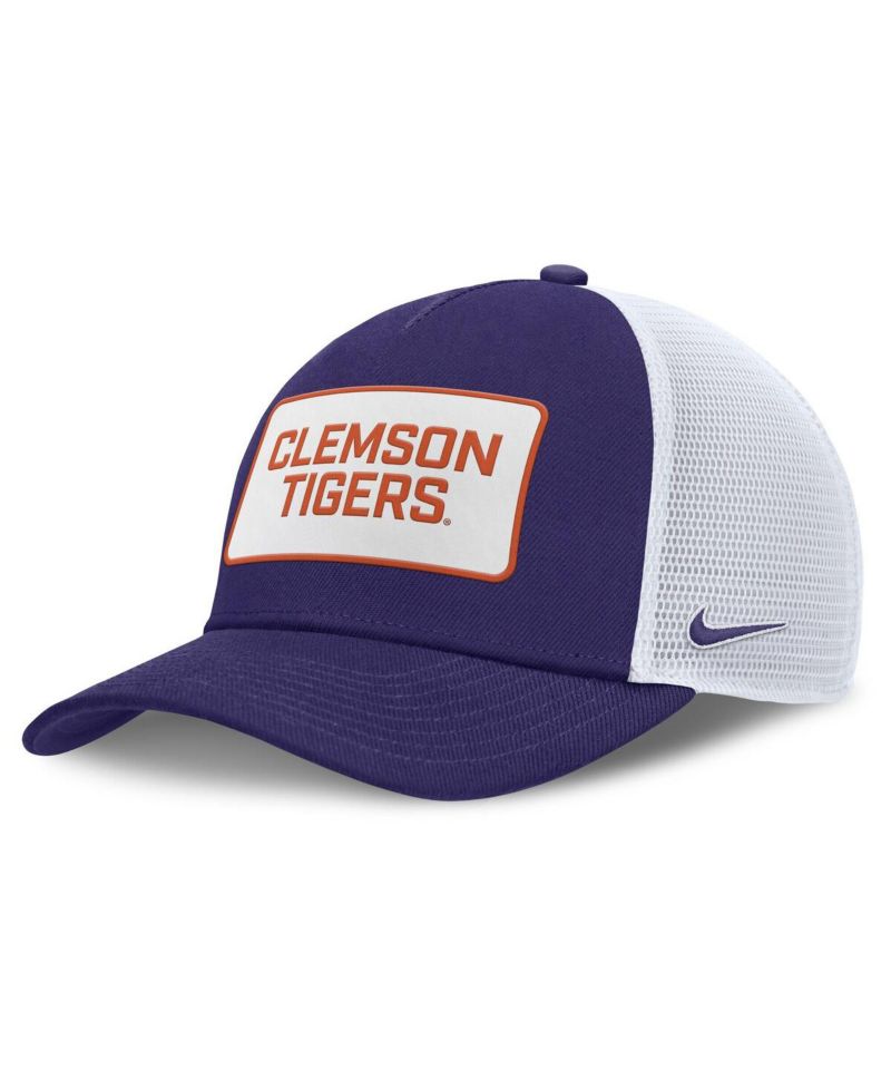 Men's Purple/White Clemson Tigers 2025 On-Field Rise Patch Trucker Adjustable Hat