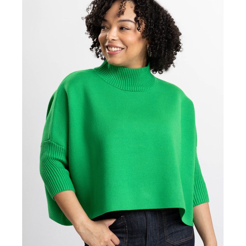 Women's Jordan Turtleneck Cropped 3/4-Length Sleeves Sweater