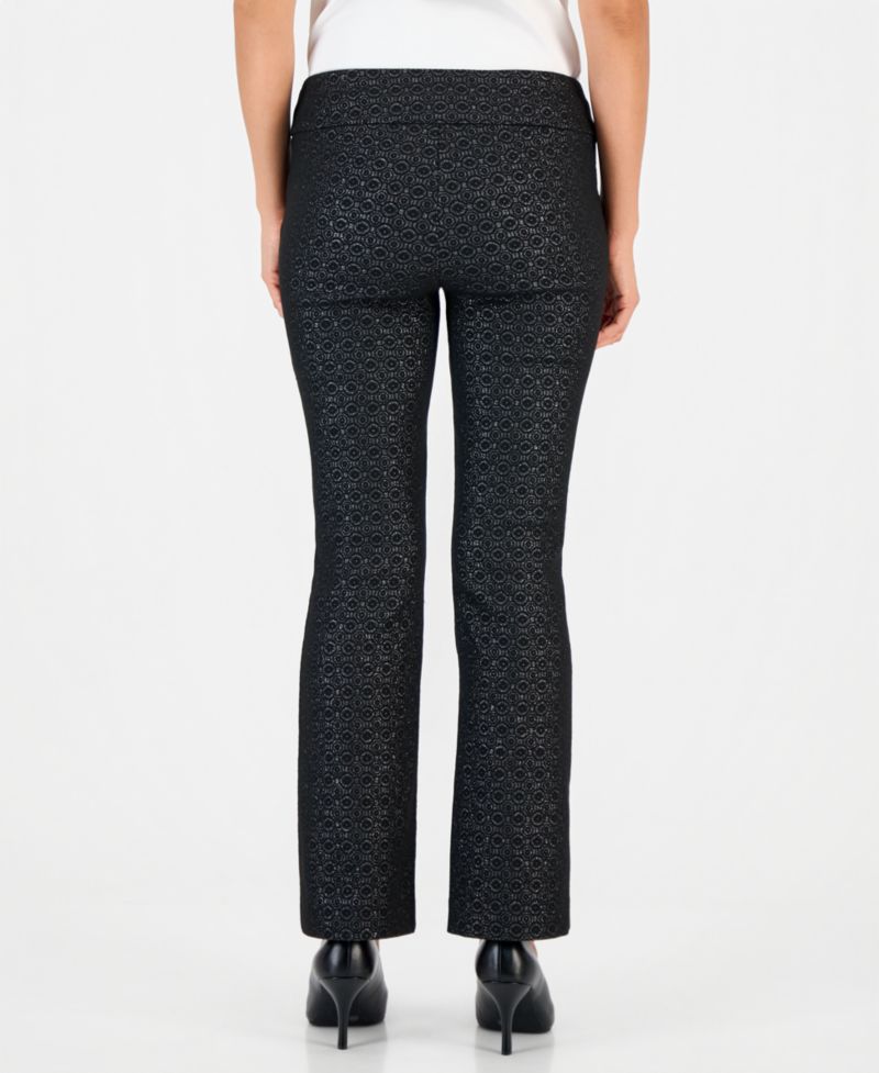 Petite Jacquard Pull-On Bootcut Pants
