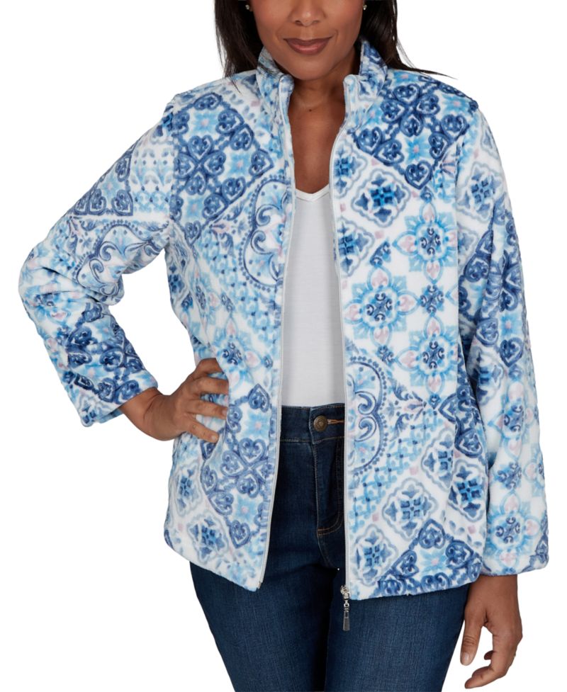 Petite Medallion Fleece Zip-Front Jacket