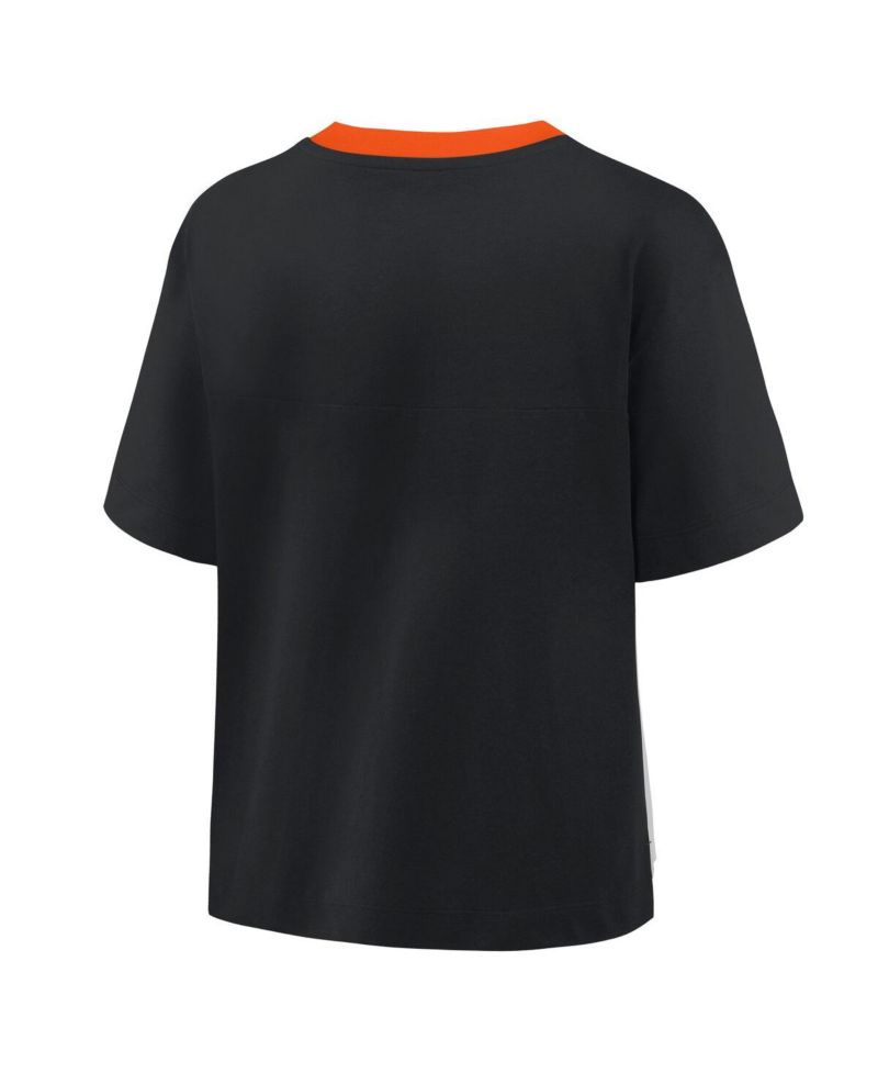 Women's Black/Graphite San Francisco Giants Oversized Race To Win V-Neck T-Shirt