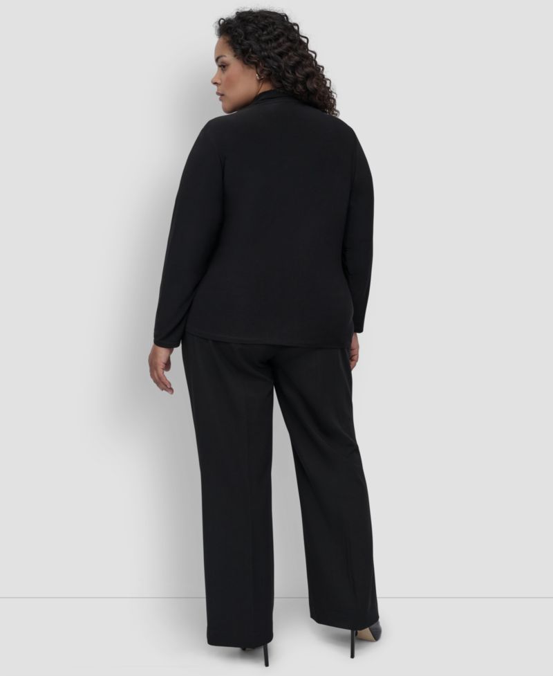 Plus Size Long-Sleeve Faux-Wrap Top
