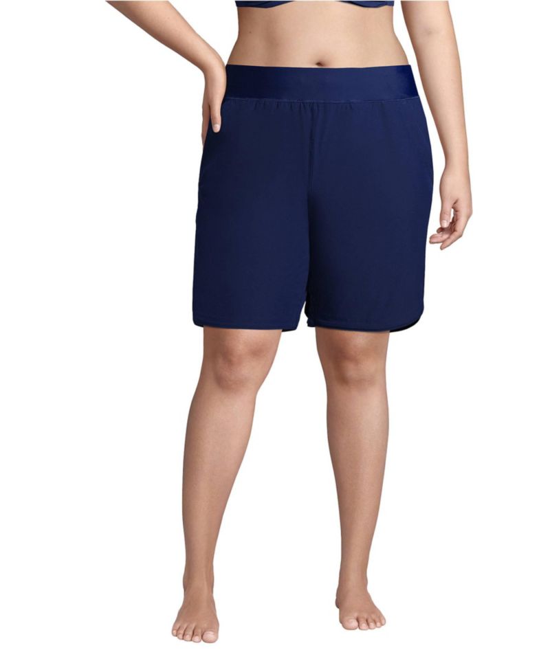 Plus Size Sunshade UPF 50 9" Board Shorts with Panty