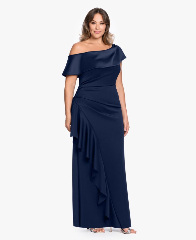 Plus Size Asymmetrical Off-The-Shoulder Ball Gown
