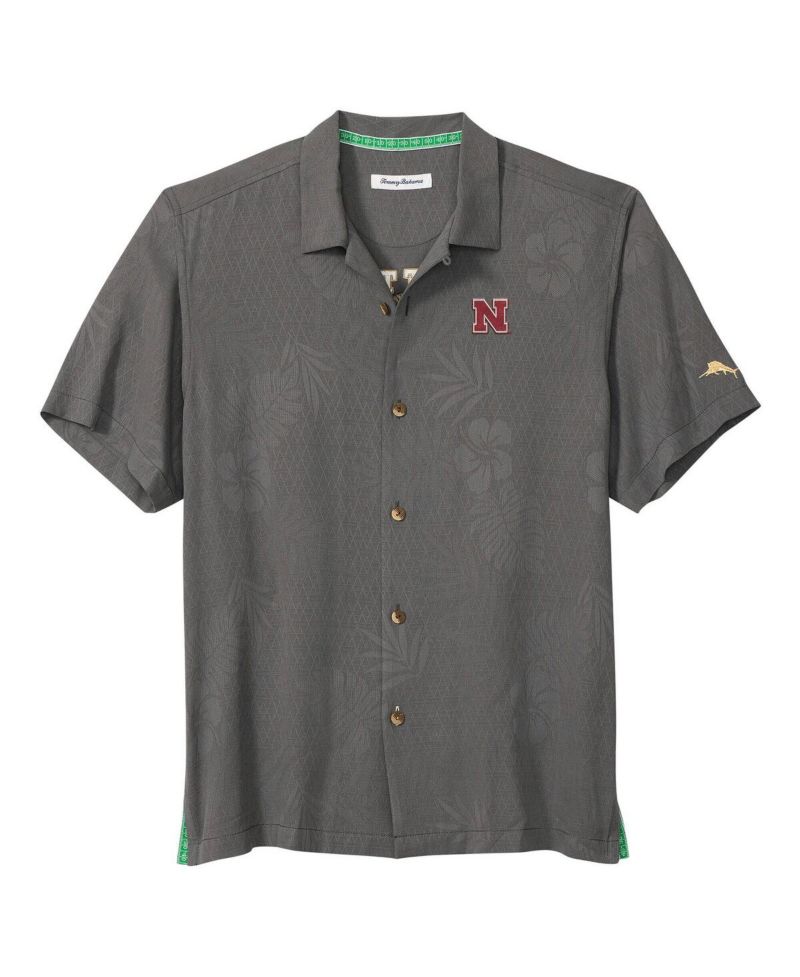 Men's Gray Nebraska Huskers Catch of the Day Camp IslandZone Button-Up Shirt
