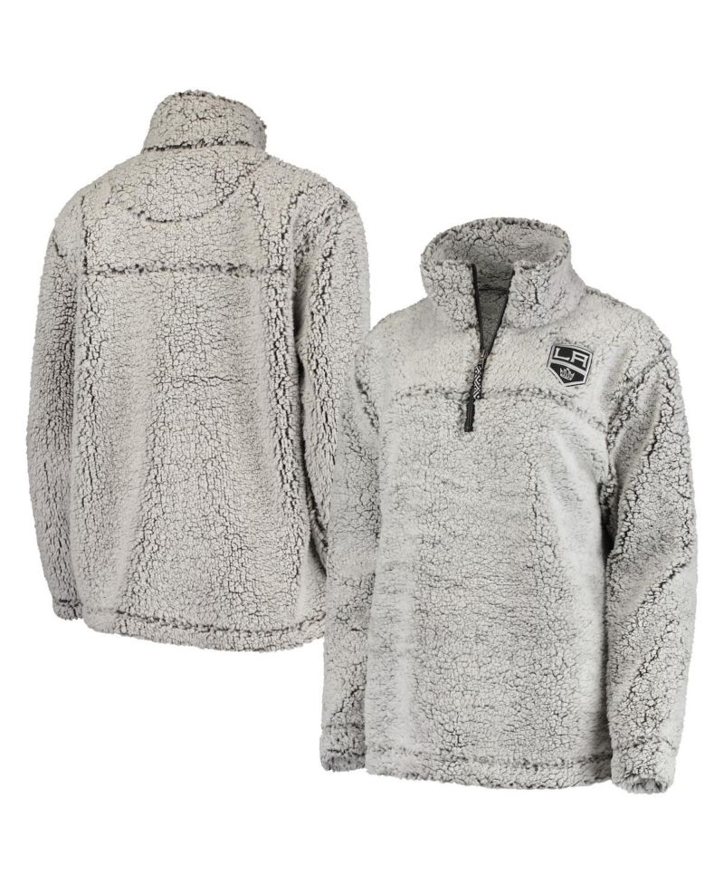 Women's Gray Los Angeles Kings Sherpa Quarter-Zip Pullover Jacket
