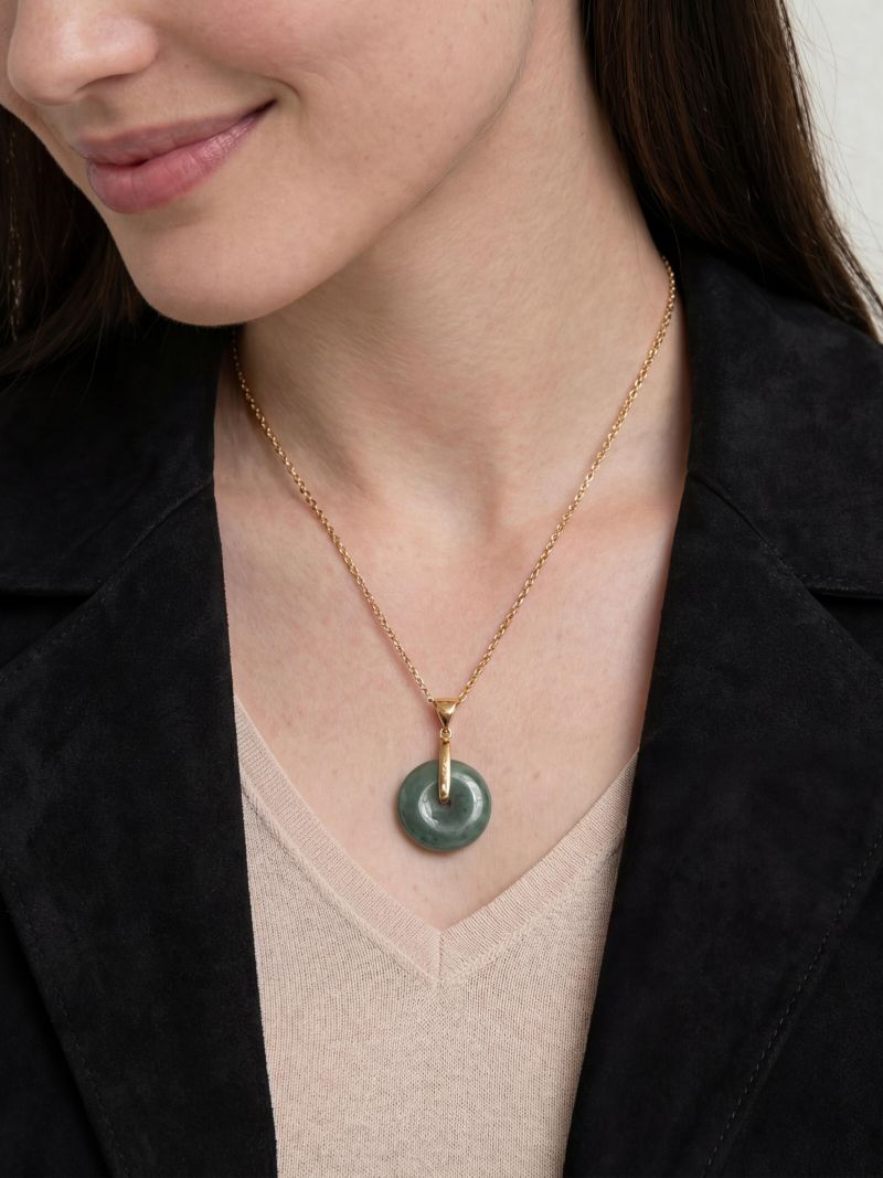 Button Jade Pendant Necklace