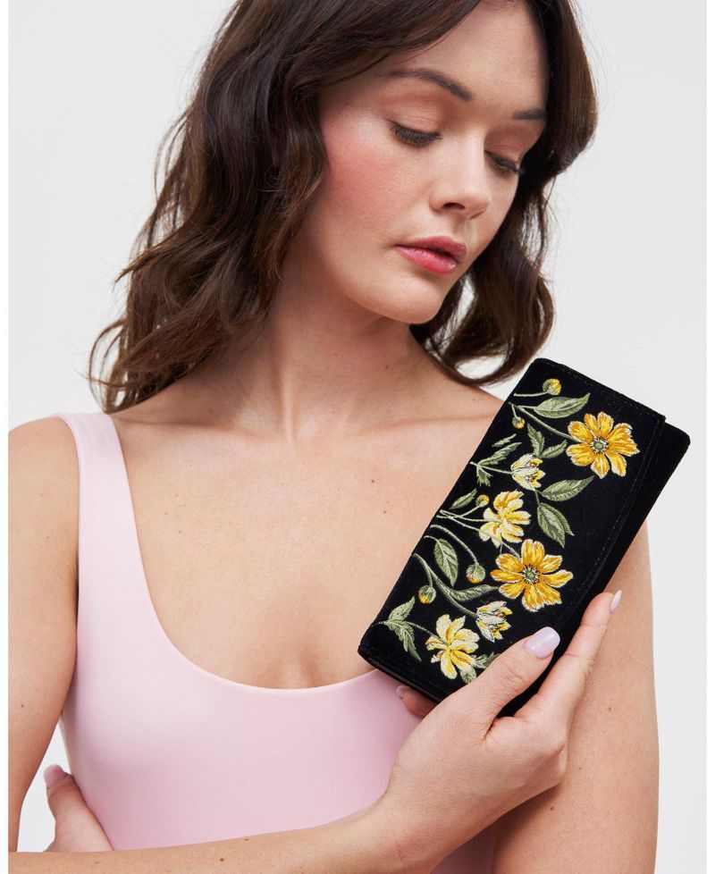 Botanical Velvet Embroidered Purse Large