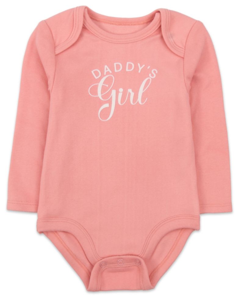 Baby Girls' Daddy's Girl Crewneck Snap-Closure Long-Sleeve Bodysuits, 3-Piece Set