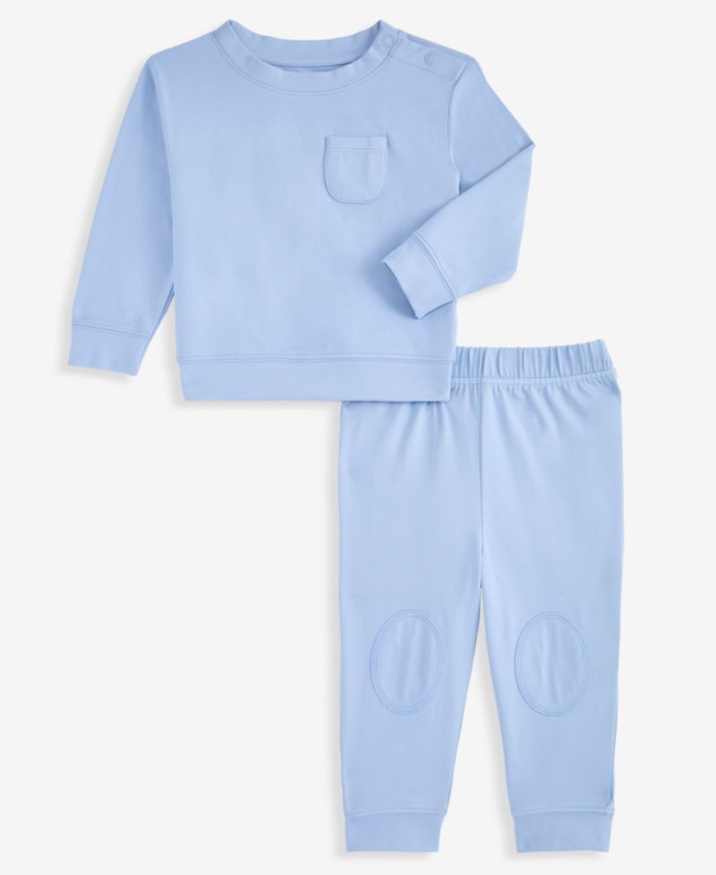 Baby Boys' 0M-24M Soft & Cozy Solid Crewneck Sweatshirt and Sweatpants, 2-Piece Set