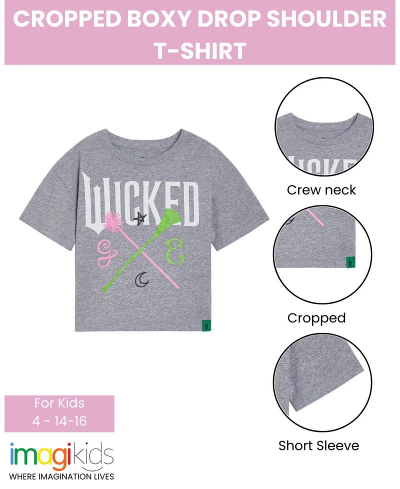 Little Girls Cropped Drop Shoulder T-Shirt
