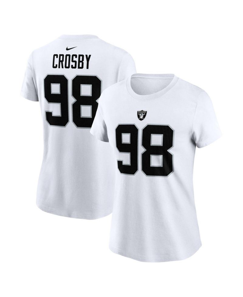 Women's Maxx Crosby White Las Vegas Raiders Player Name & Number T-Shirt