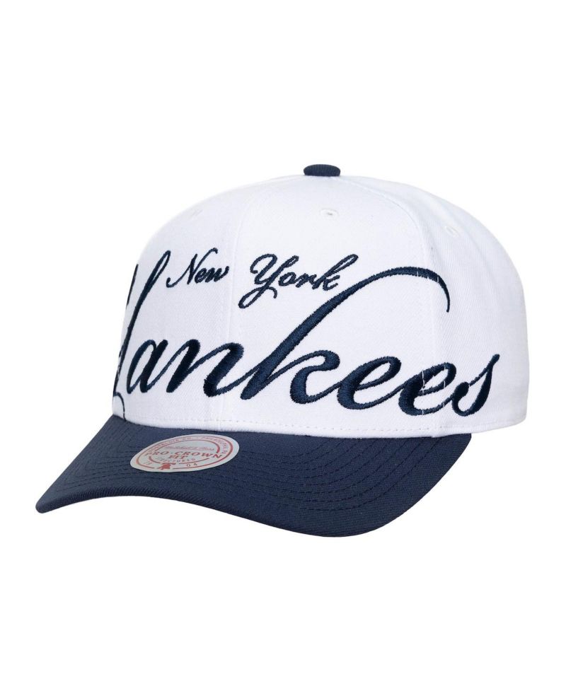 Men's and Women's White/Navy New York Yankees XL Script Pro Crown Adjustable Hat