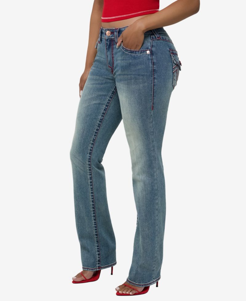 Women's Billie Low-Rise Straight-Leg Flap-Pocket Jeans