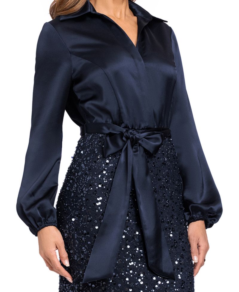 Women's Long-Sleeve Sequin Gown