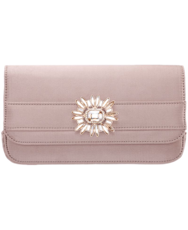 Art Deco Crystal Ornament Magnetic Snap Clutch