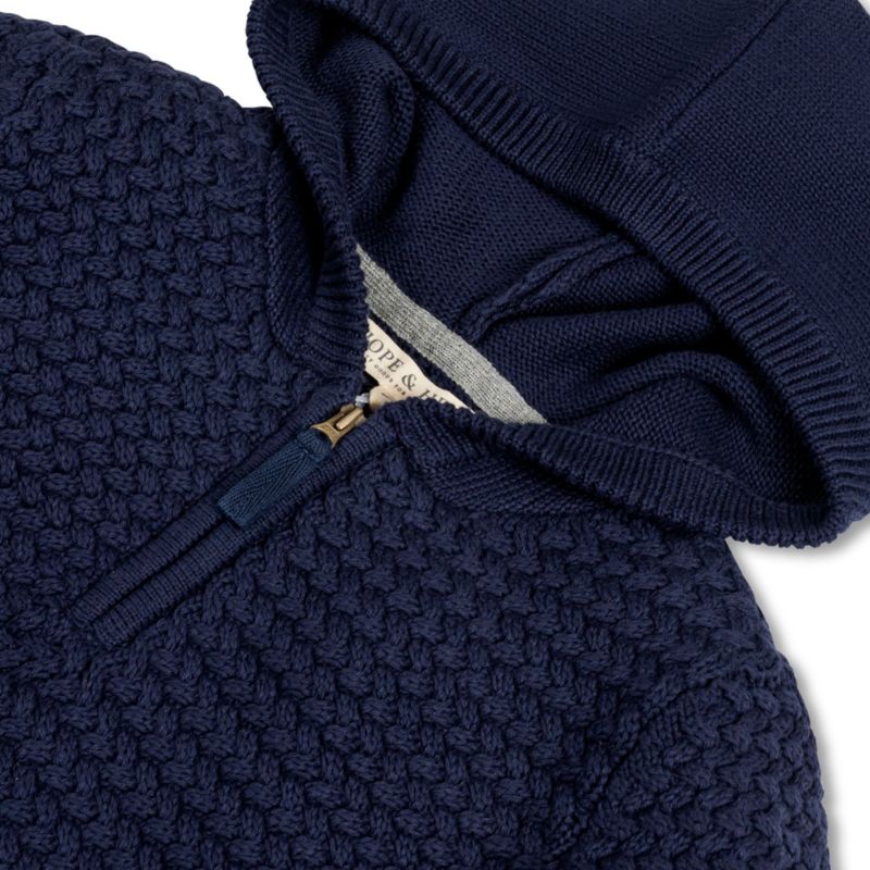 Baby Boys Hope and Henry Long Sleeve Hooded Half Zip Sweater
