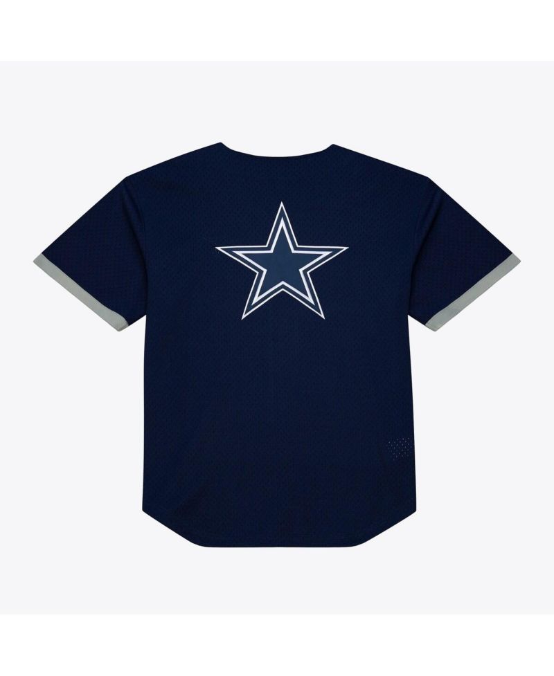 Men's Navy Dallas Cowboys Head Coach Mesh Full-Button Fashion Jersey