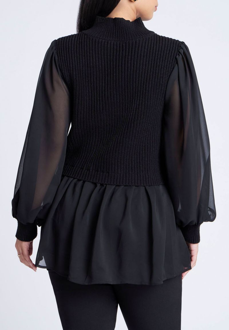 Women's Twofer Sweater With Chiffon