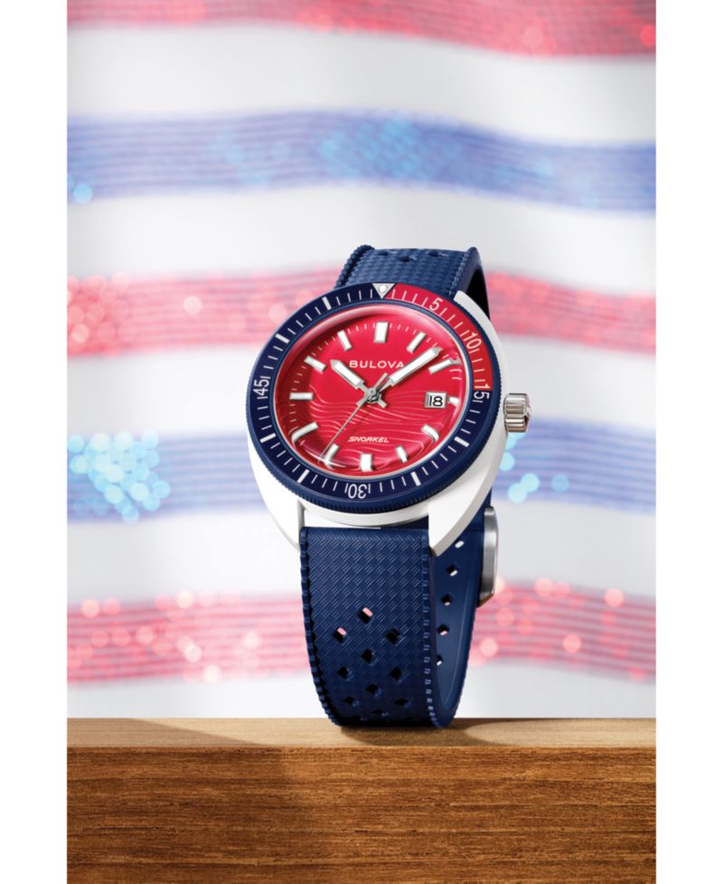 Men's Limited Edition Performance Snorkel "Sail 4th" Blue Rubber Watch 41mm