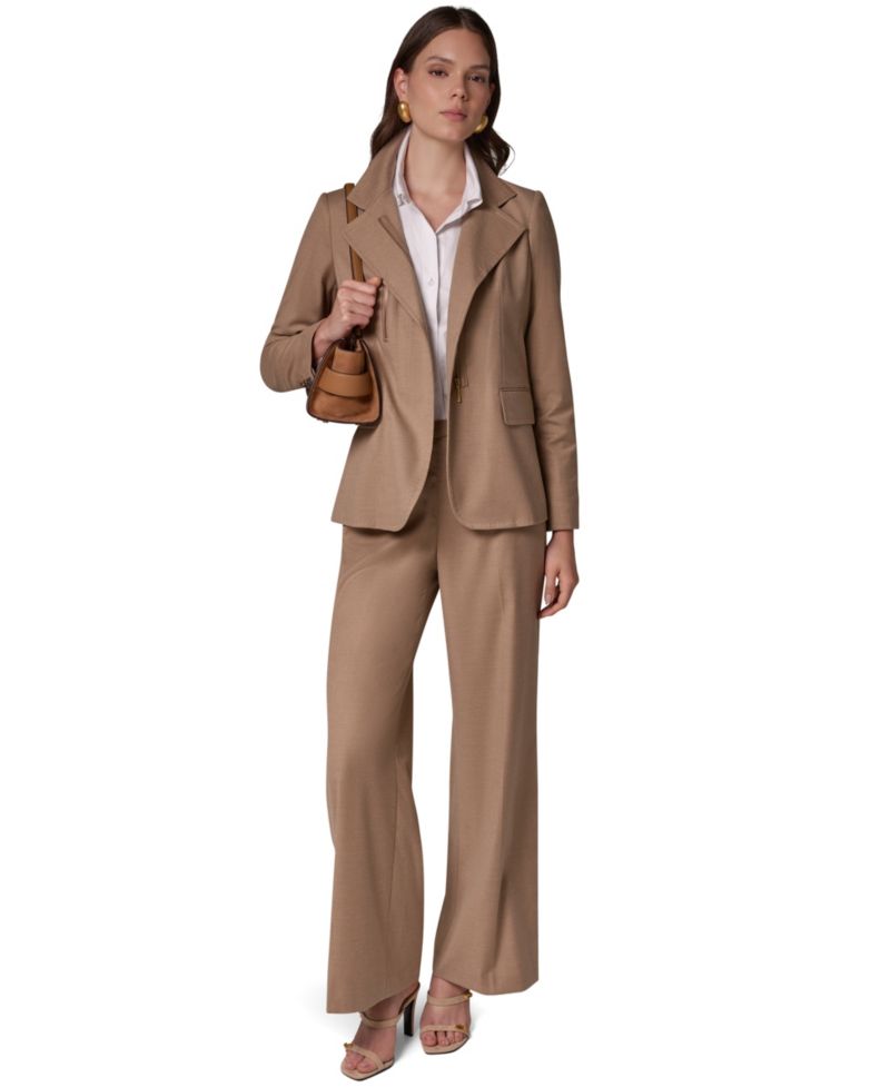 Women's Asymmetrical Zip Shoulder-Padded Blazer