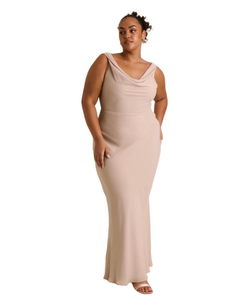 Women's Plunge Cowl Chiffon Bridesmaid Dress