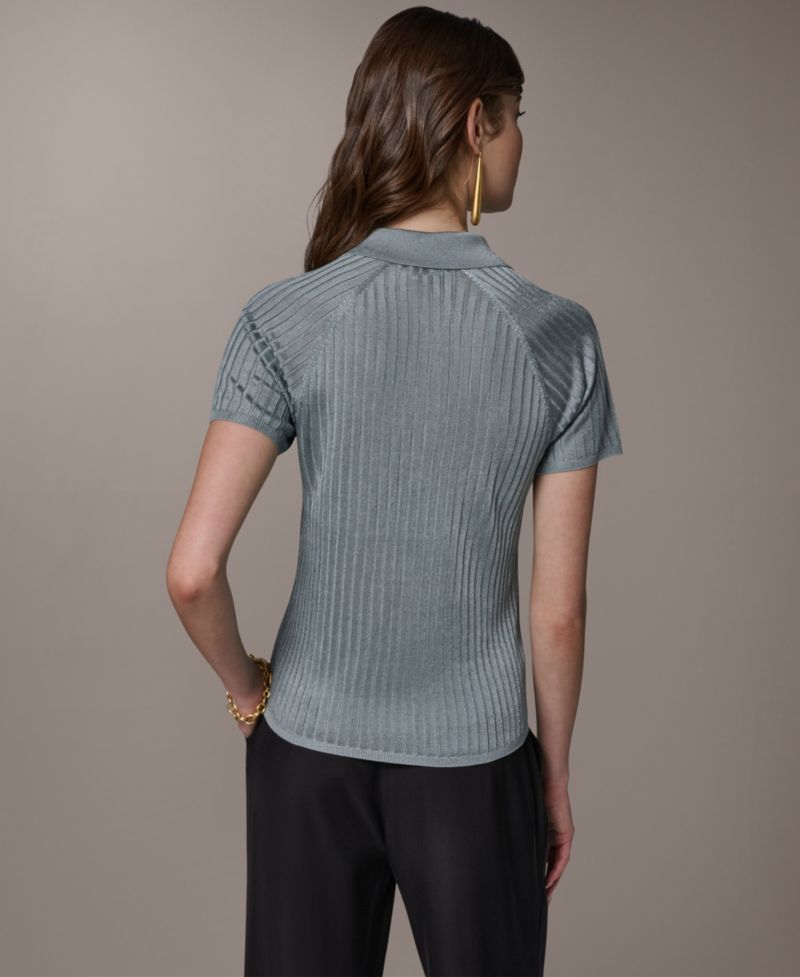 Women's Short-Sleeve Polo Sweater