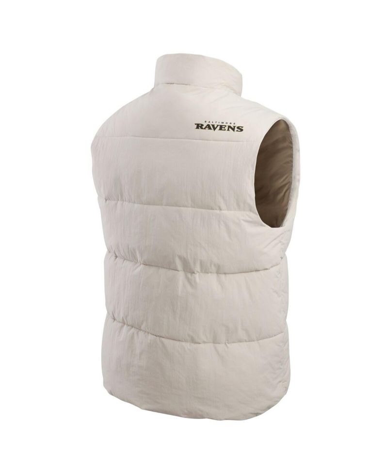 Men's Cream Baltimore Ravens Puffer Full-Snap Vest