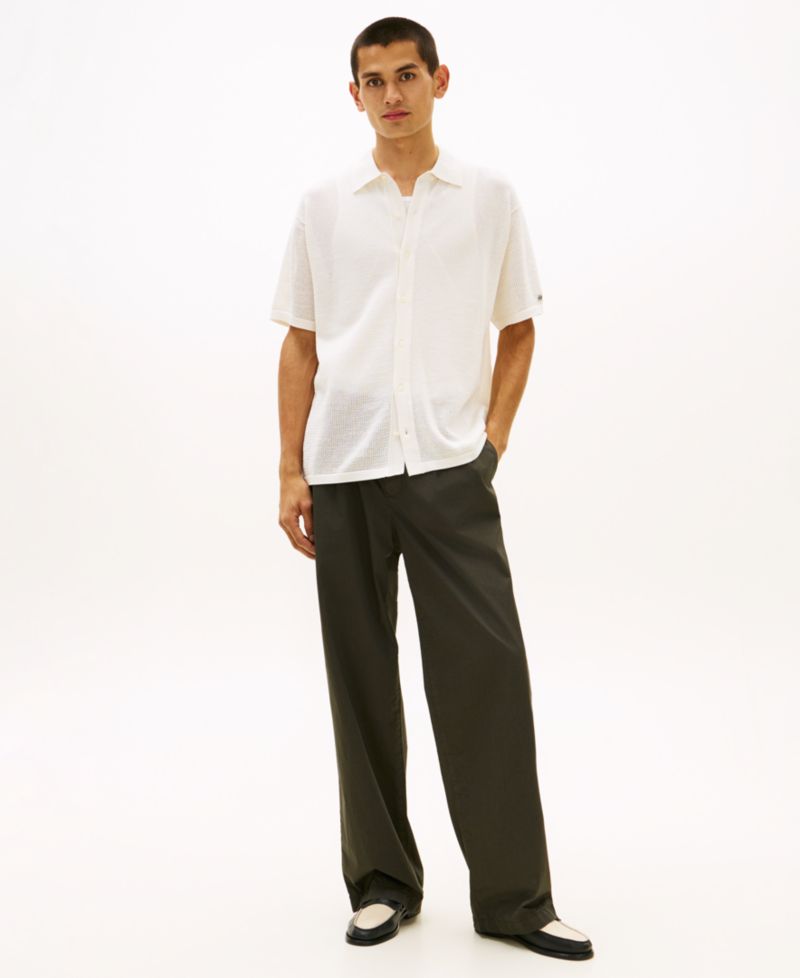 Men's Short-Sleeve Coat-Front Sweater