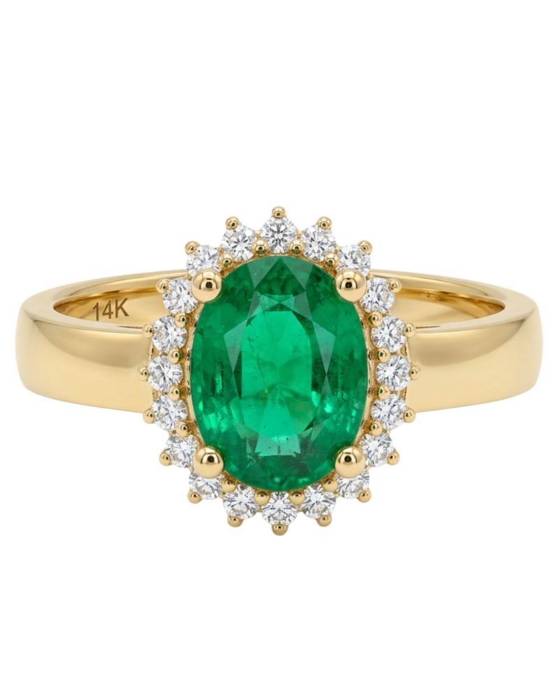 Emerald (1-5/8 ct. t.w.) & Diamond (1/5 ct. t.w.) Ring in 14k Yellow Gold
