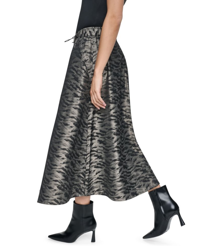 Women's Animal-Print A-Line Front-Zip Skirt