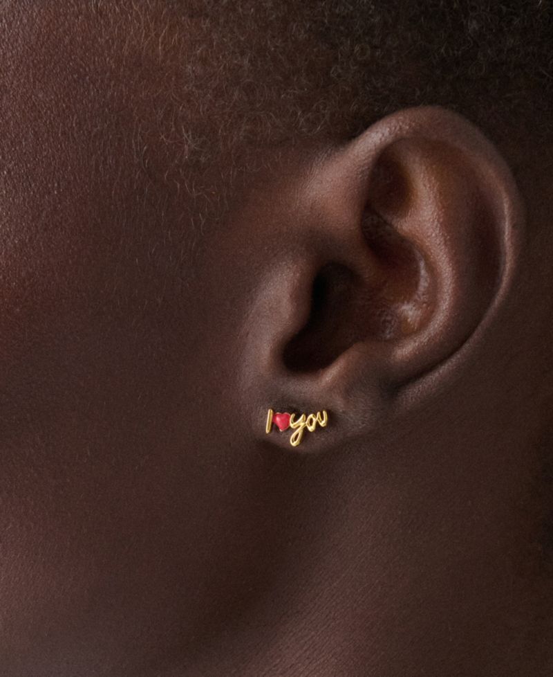 Enamel "I Love You" Stud Earrings
