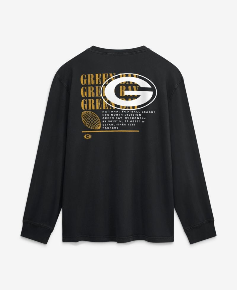 Men's Black Green Bay Packers Relaxed Fullback Drive Long Sleeve Fashion T-Shirt