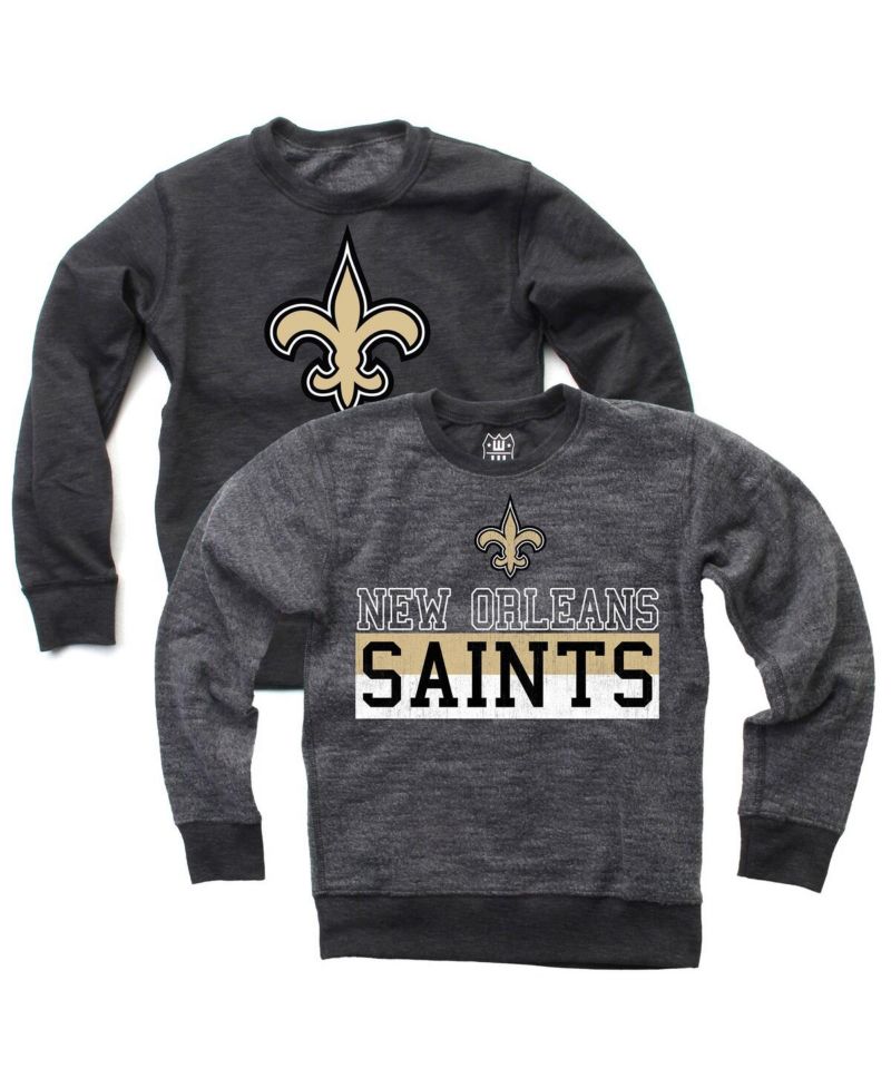 Wes Willy Big Boys and Girls Black New Orleans Saints Reversible Fleece Pullover Sweatshirt