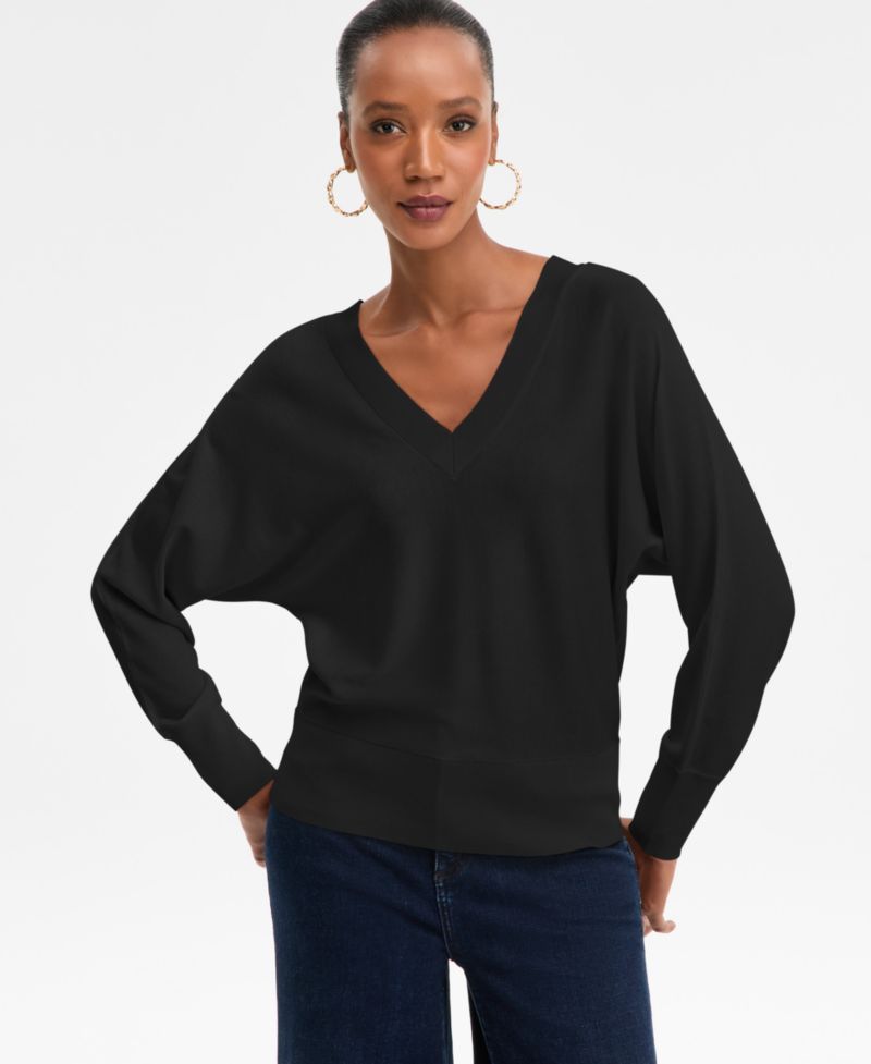 Women's Double V-Neck Dolman Sweater