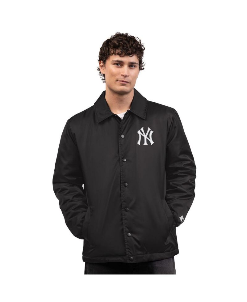 Men's Black New York Yankees Full-Snap Coaches Jacket