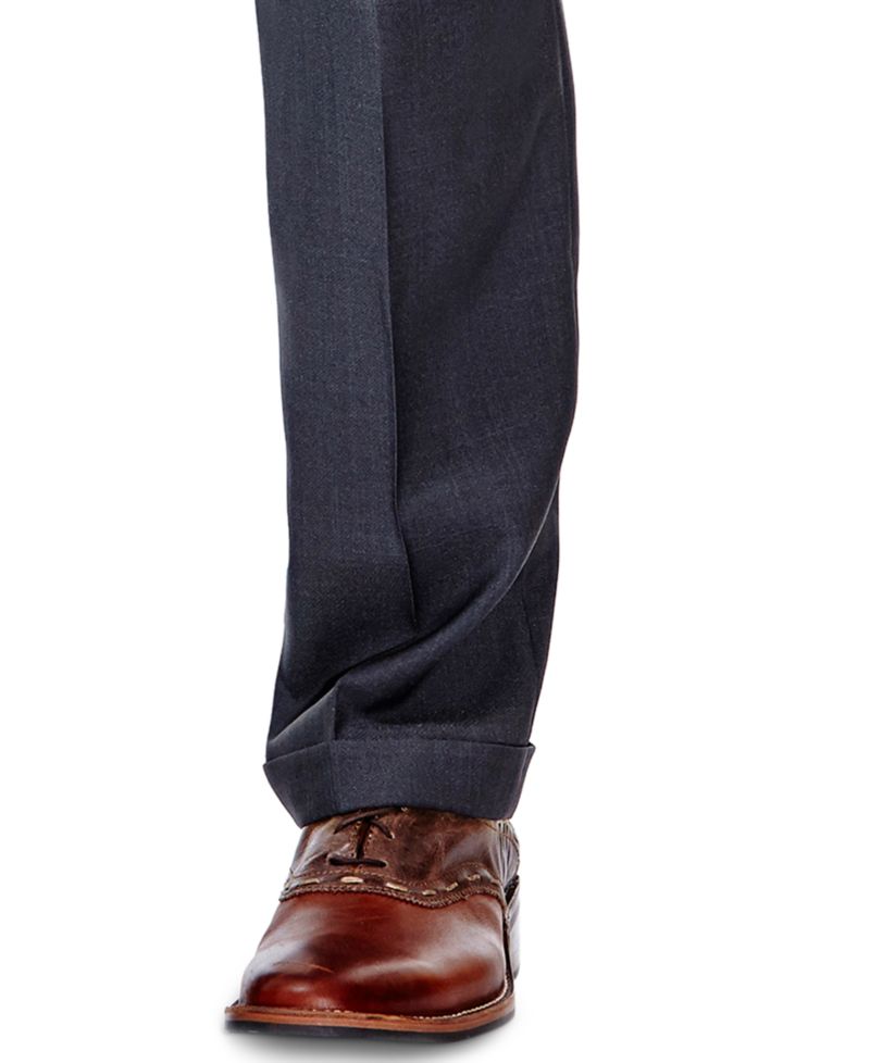 Men's ECLO Stria Classic Fit Pleated Hidden Expandable Waistband Dress Pants