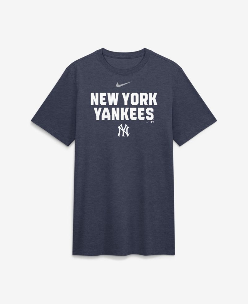 Men's Heather Navy New York Yankees Stacked Tri-Blend T-Shirt