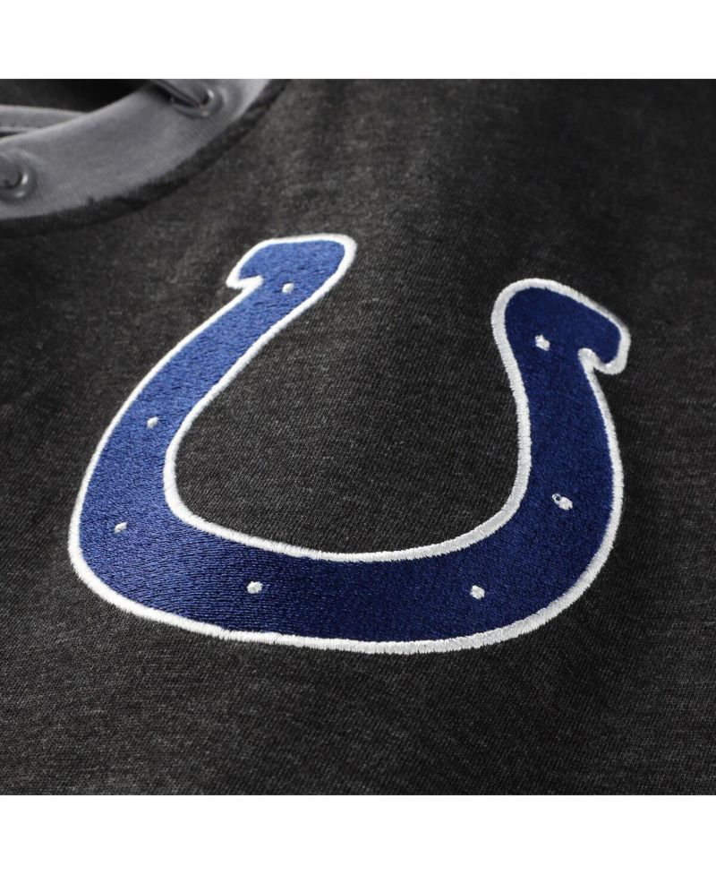 Women's Black Indianapolis Colts Plus Size Throwback Lace-Up Long Sleeve T-Shirt