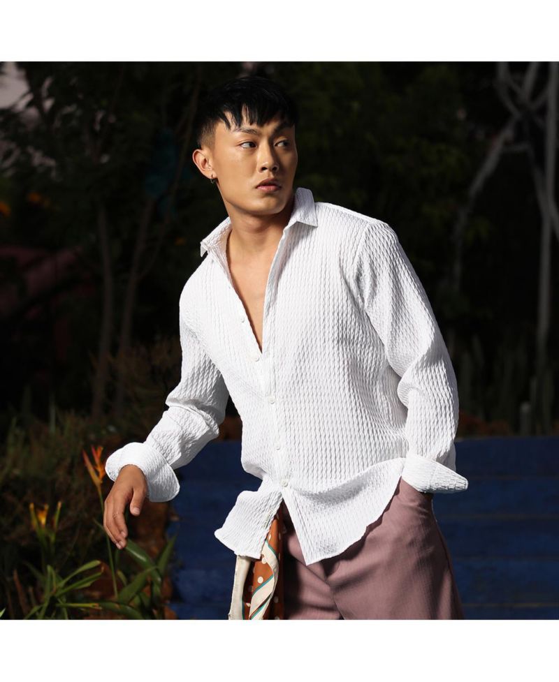Men's Chalk White Twisted Crease Shirt