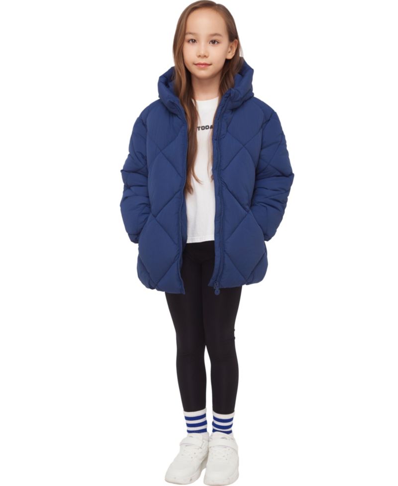 Girls' Charlotte Diamond Quilted Hooded Puffer Jacket, Size 4-18