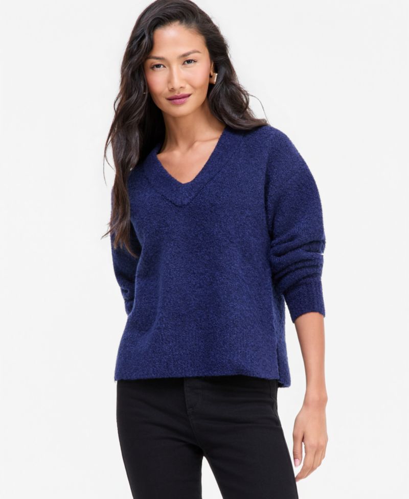 Women's Boucl&eacute; V-Neck Sweater