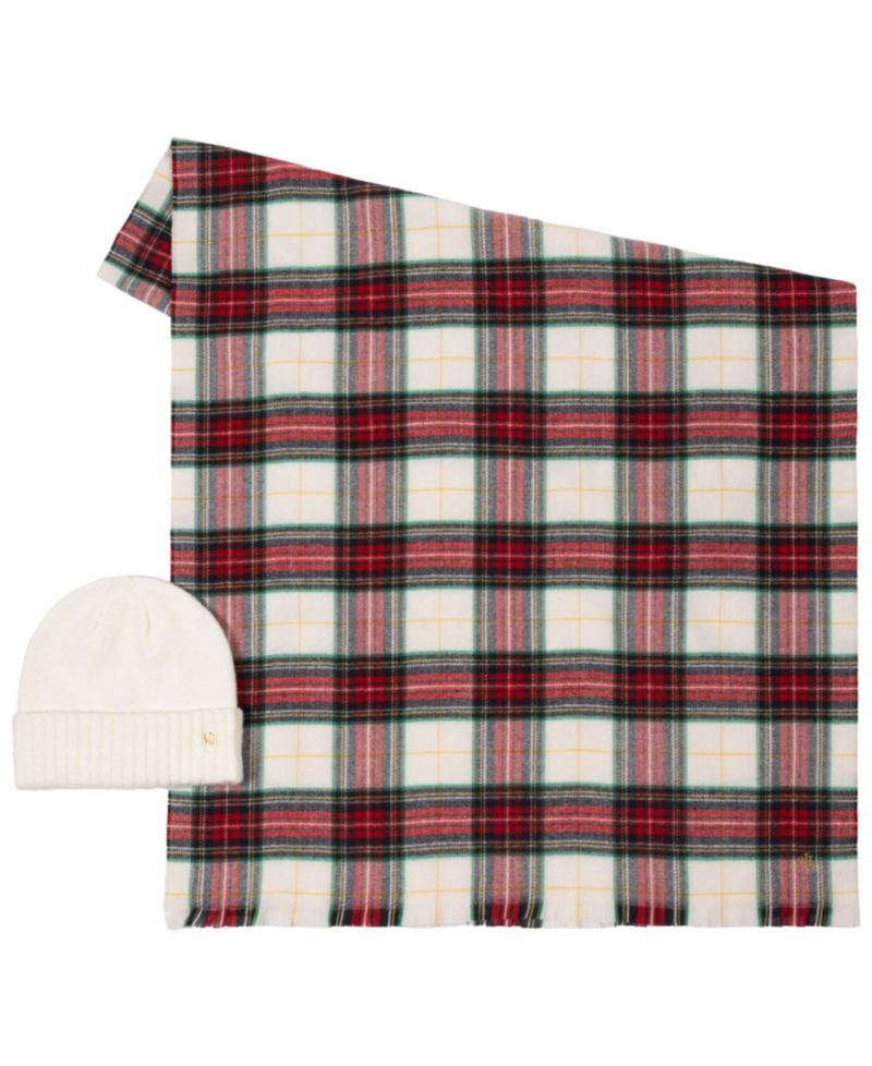 Woven Scarf and Knit Beanie Set