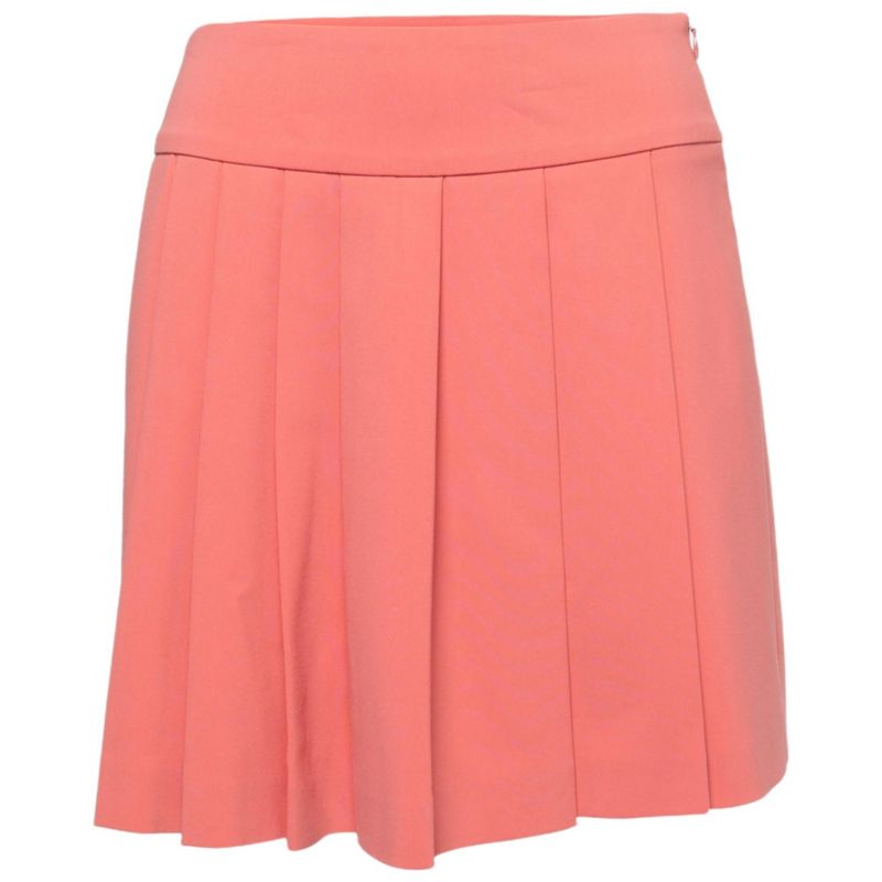 Women's Pink Crepe Pleated Mini Skirt