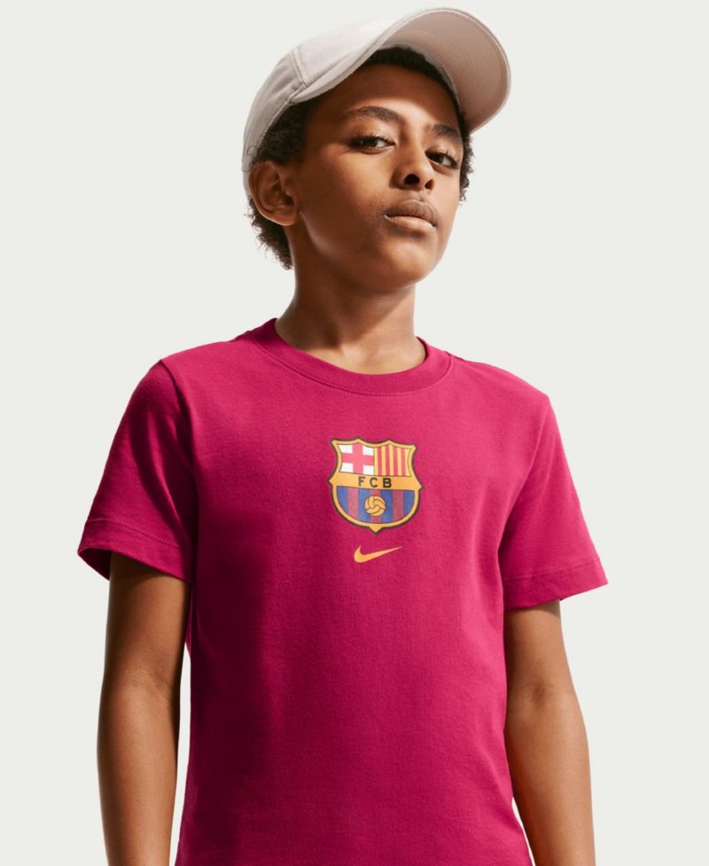 Big Boys and Girls Red Barcelona Crest T-Shirt