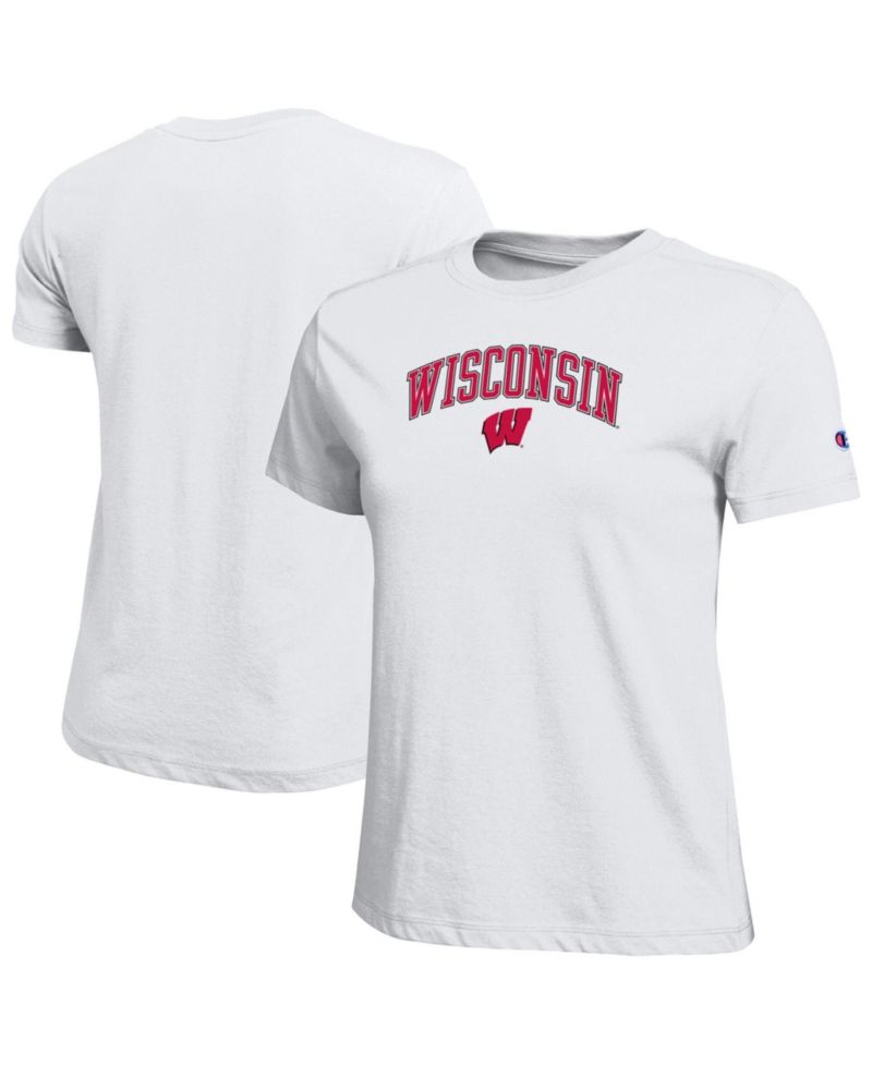 Women's White Wisconsin Badgers Arched Over Logo T-Shirt