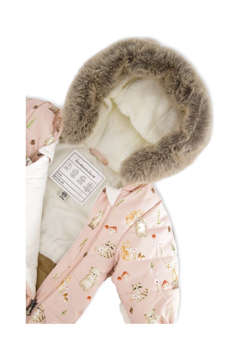 Baby Girls (3m- 18m) One Piece Snowsuit Adapted for Car Seats Animal Print