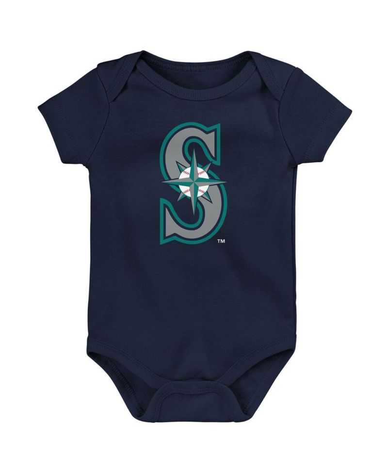 Baby Boys and Girls Three-Pack Seattle Mariners Slide Home Bodysuit Set