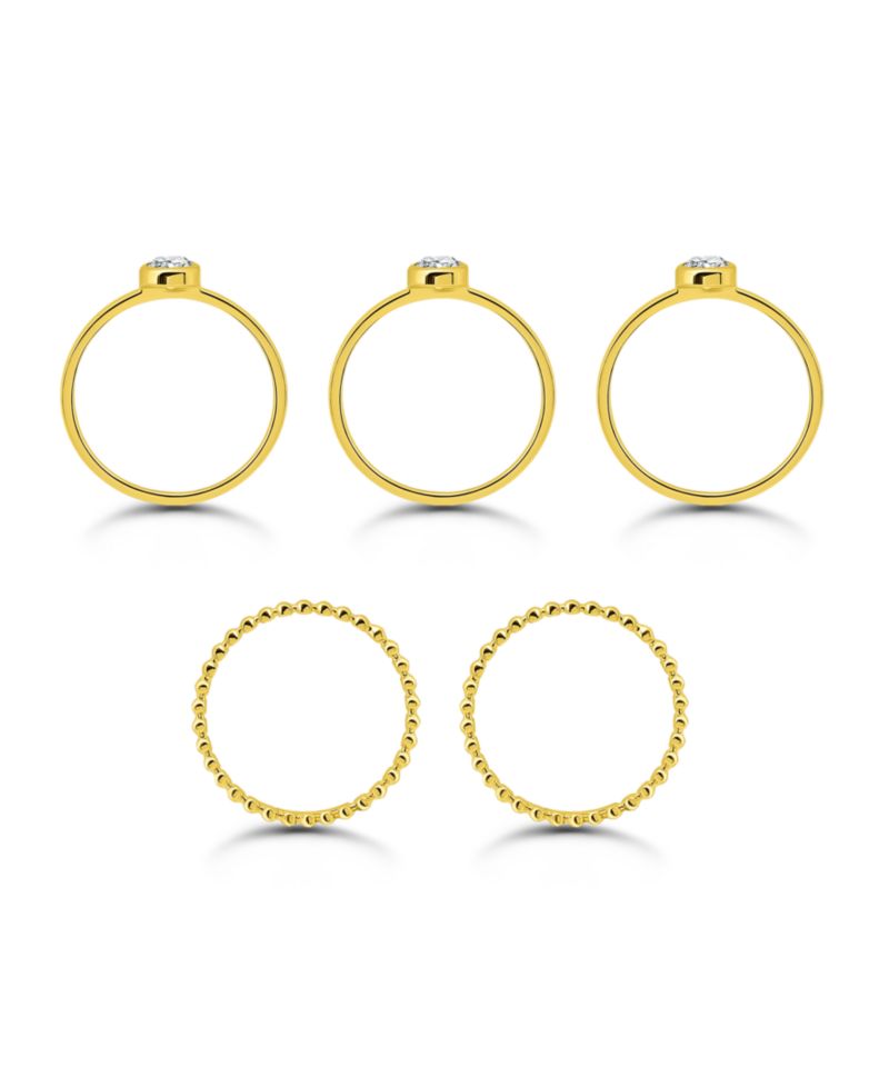 Macy's (1 1/5 ct.t.w) 5Pc. Set- 3-4mm Round Cubic Zirconia Beaded Band Rings