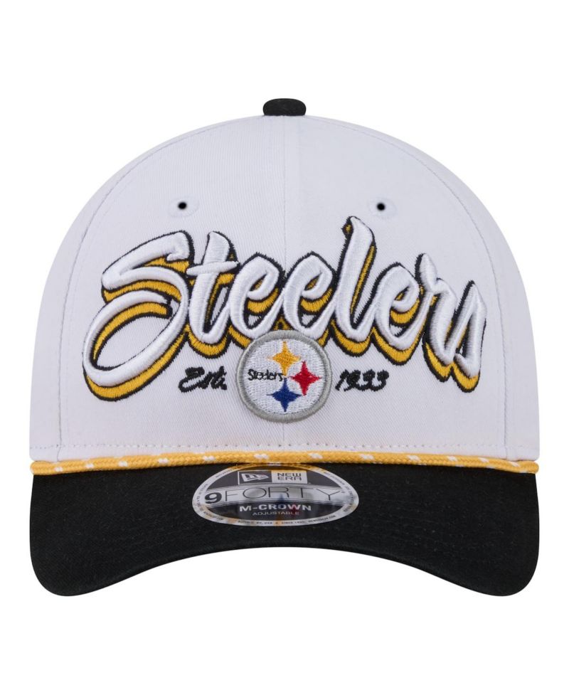 Men's White Pittsburgh Steelers Team Loyal A-Frame 9FORTY Adjustable Hat